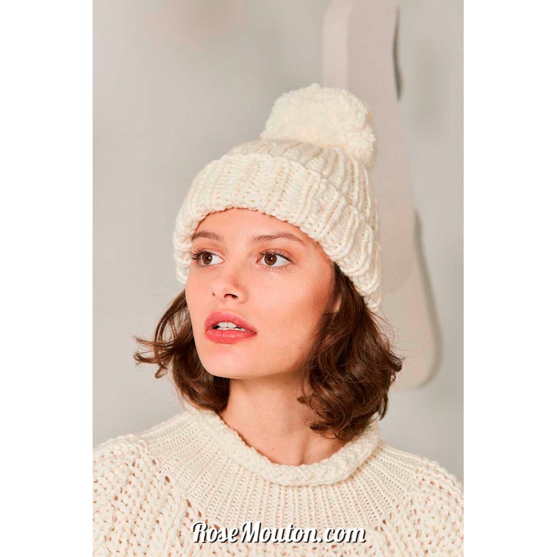 Kit tricot bonnet femme bicolore laine Fire de Wooladdicts